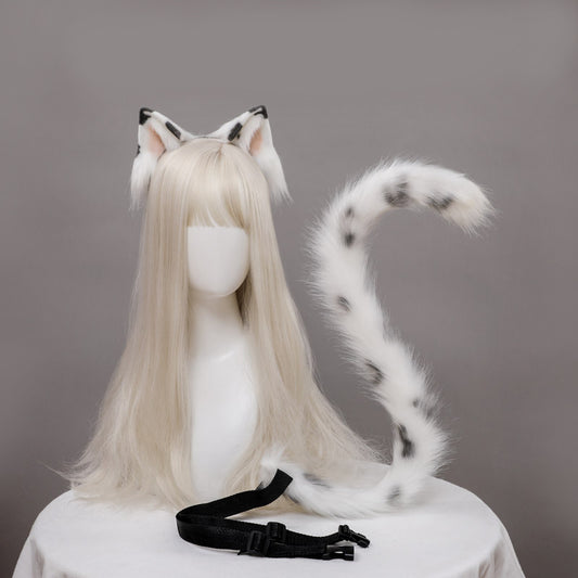 Black and White Cow Cat Ear Headband And Tail - Femboy Fashion
