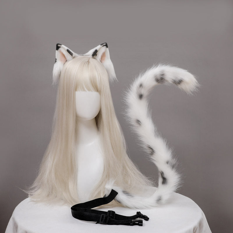 Black and White Cow Cat Ear Headband And Tail - Femboy Fashion