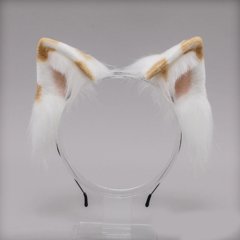 Brown and White Cow Cat Ear Headband - Femboy Fashion