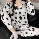 Cow print long sleeve top and pants pajama set for femboy