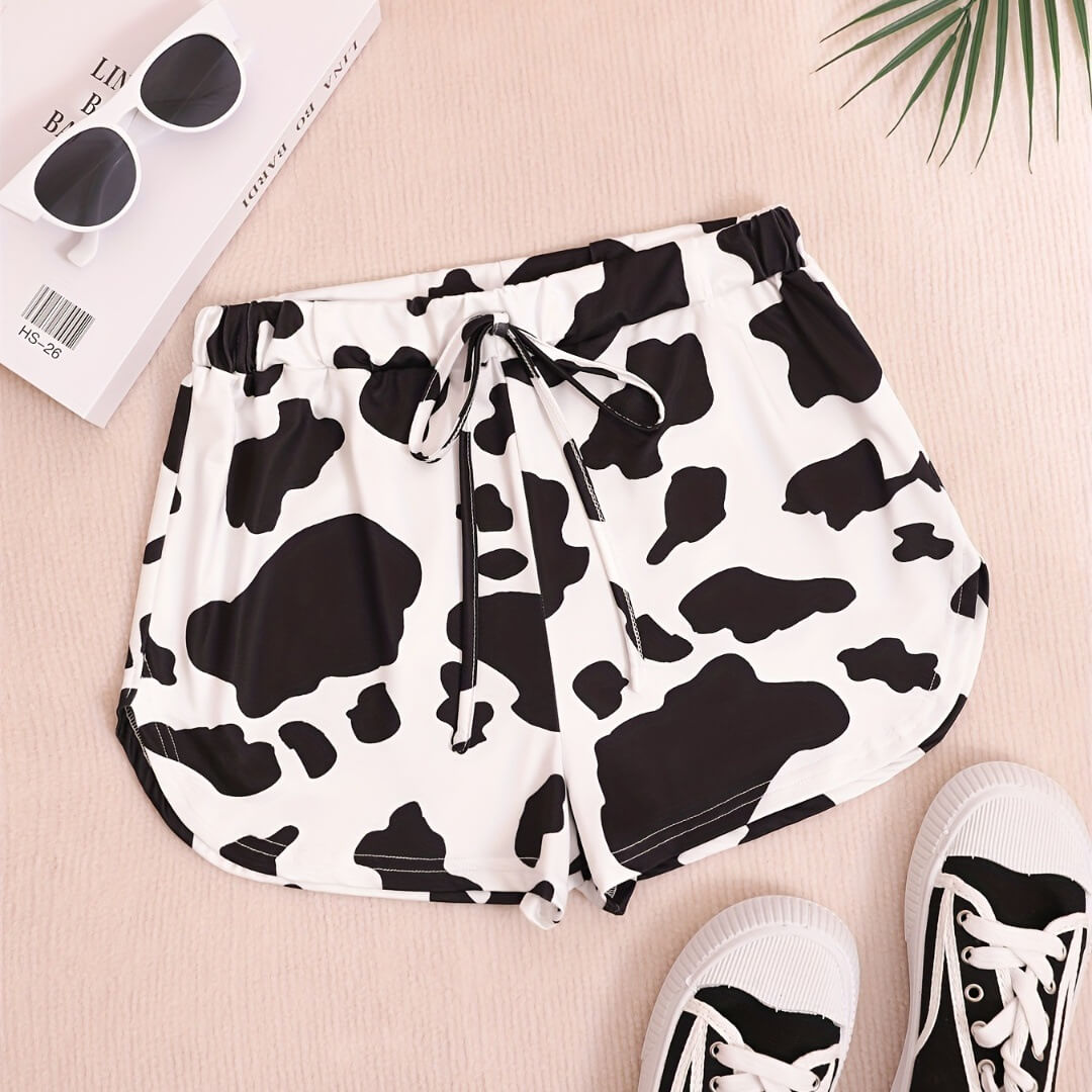 Cow print pajama shorts for femboy