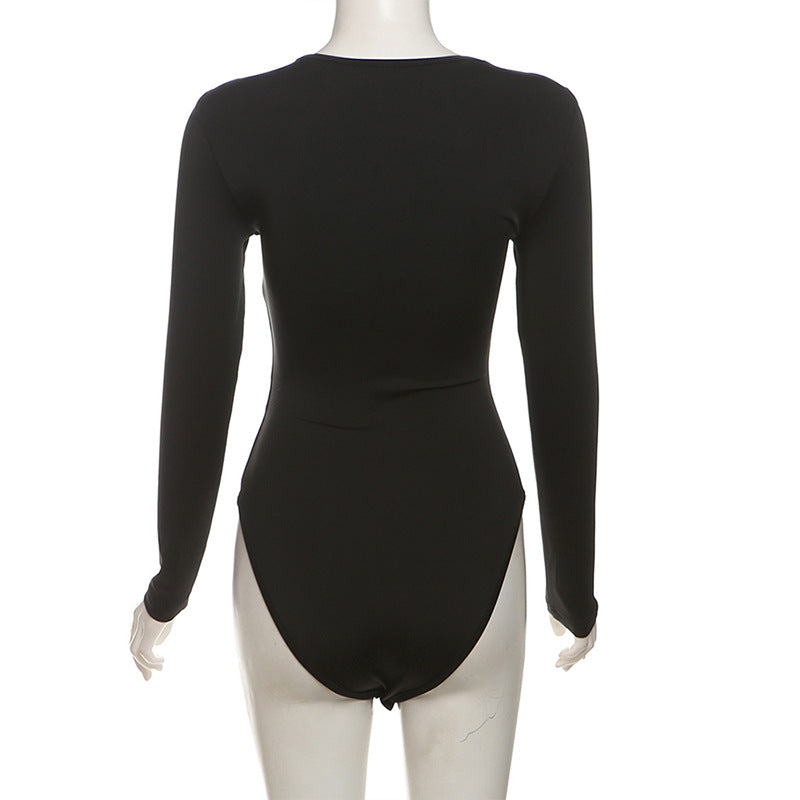 Crew neck long sleeve bodysuit back