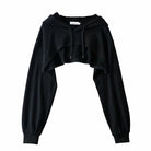 Femboy Black Cropped Drawstring Hoodie - Femboy Fashion