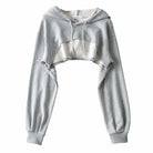 Femboy Cropped Drawstring Hoodie Gray - Femboy Fashion