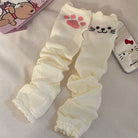 White cut cat fingerless gloves
