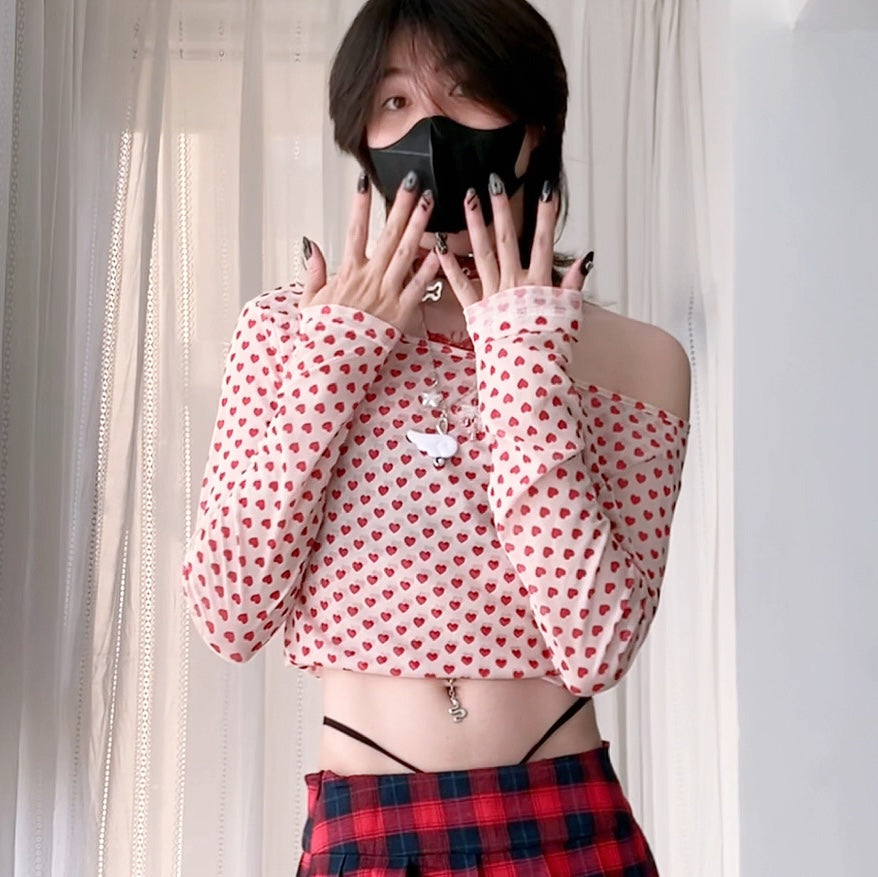 Femboy in Pink Slim Fit Long Sleeve Crop Top - Femboy Fashion