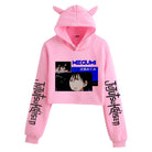 Anime Crop Hoodie With Cat Ears - Pink - Femboy Fashion