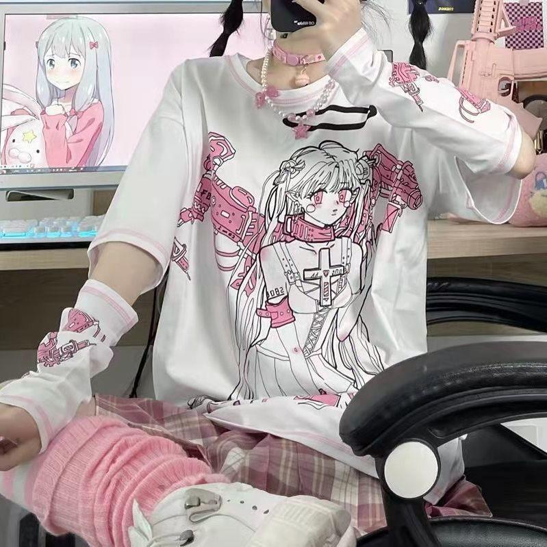 Femboy in White Anime T-Shirts - Femboy Fashion