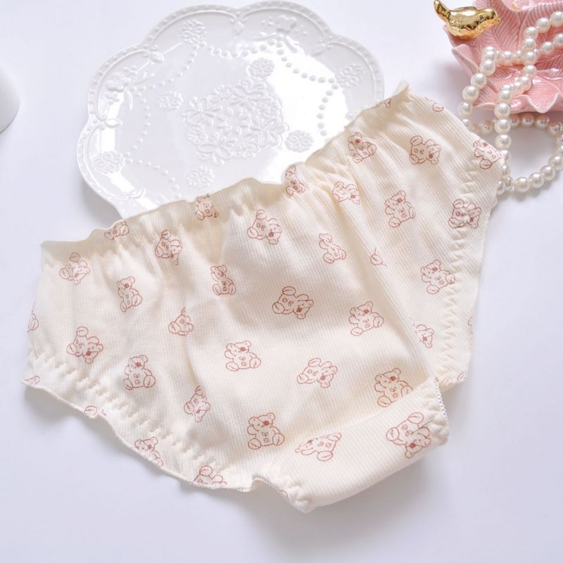 Cute Bear Print Cotton Panties - Femboy Fashion