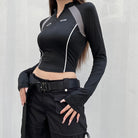 Black Slim Fit T-shirt Long Sleeve - Femboy Fashion