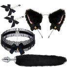 Cat Ears And Tail Butt Plug 4 Piece Set - Black - Femboy Fashion