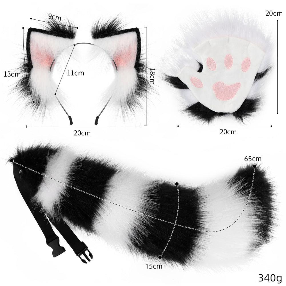 Cute cat ears and tail with gloves set