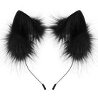 Black faux fur cat ears on a white background
