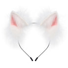 White cat ears with pink inner lining on a white background