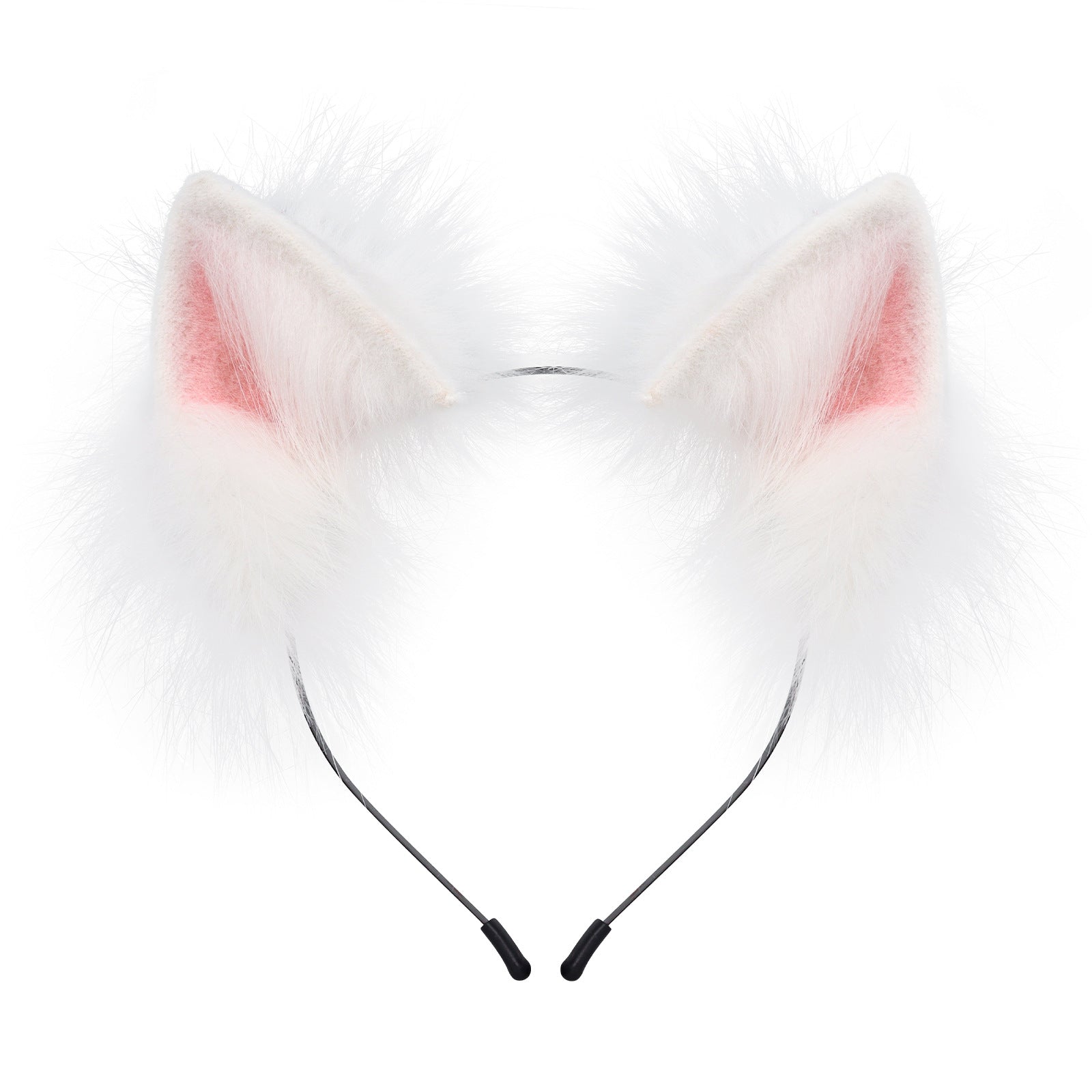 White cat ears with pink inner lining on a white background