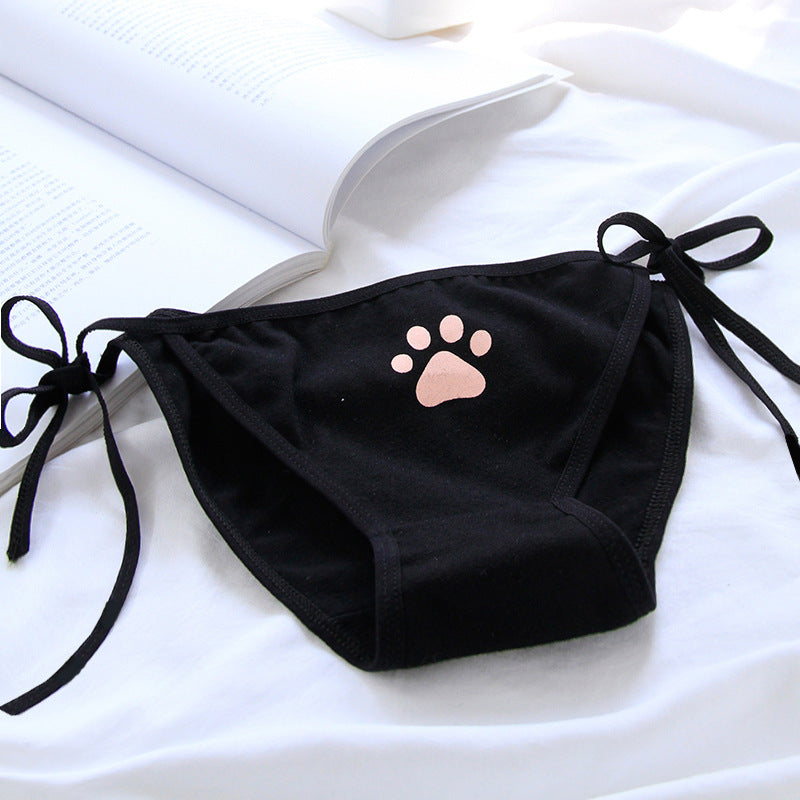 Black Cat Paw String Panties - Femboy Fashion