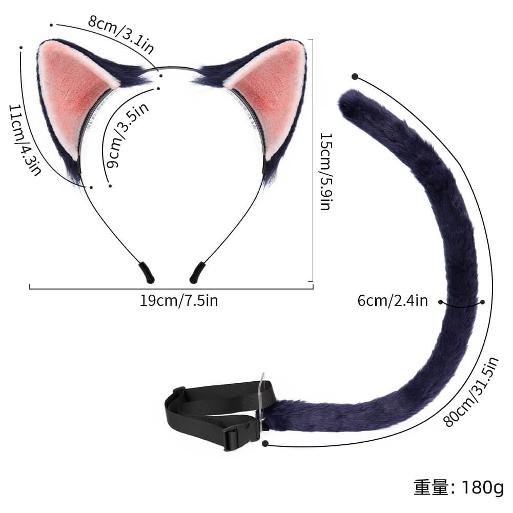 Cosplay Cat Ears And Tail Set - Femboy Fashion