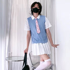 Solid polo t shirt blue for femboy