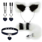 Fox Ears And Tail Butt Plug 4 Piece Set - Black - Femboy Fashion