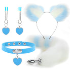 Fox Ears And Tail Butt Plug 4 Piece Set - Blue - Femboy Fashion