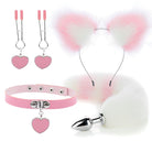 Fox Ears And Tail Butt Plug 4 Piece Set - Pink - Femboy Fashion