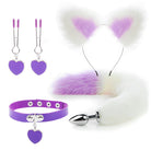 Fox Ears And Tail Butt Plug 4 Piece Set - Purple - Femboy Fashion