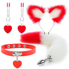 Fox Ears And Tail Butt Plug 4 Piece Set - Red - Femboy Fashion