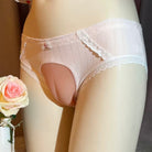 Pink cotton silicone cameltoe panty with bowknot
