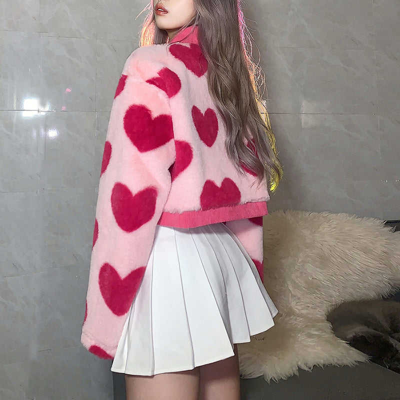 Pink Heart Jacket - Femboy Fashion