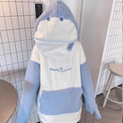 Blue And White Cute Shark Hoodie - Femboy Fashion