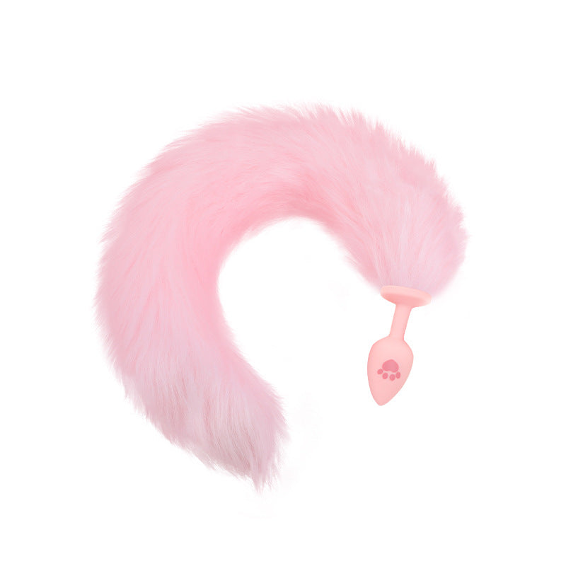 Cute silicone kitty tail butt plug pink