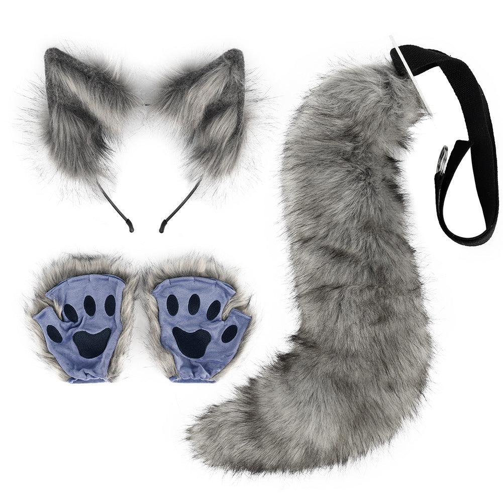 Fox Ears And Tail With Gloves Set - Femboy Fashion