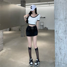 White U Neck Crop Top - Femboy Fashion