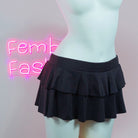 Black Double Layered Micro Mini Skirt