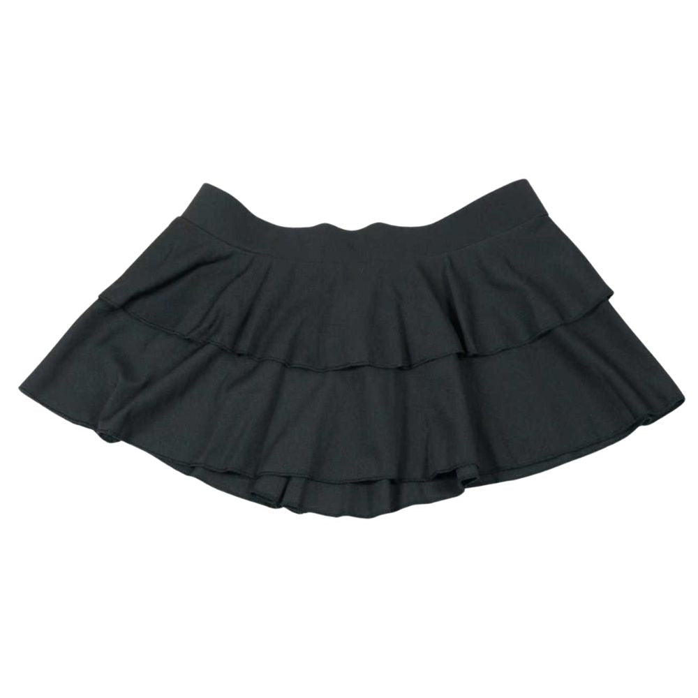 Black Double Layered Micro Mini Skirt on a white background
