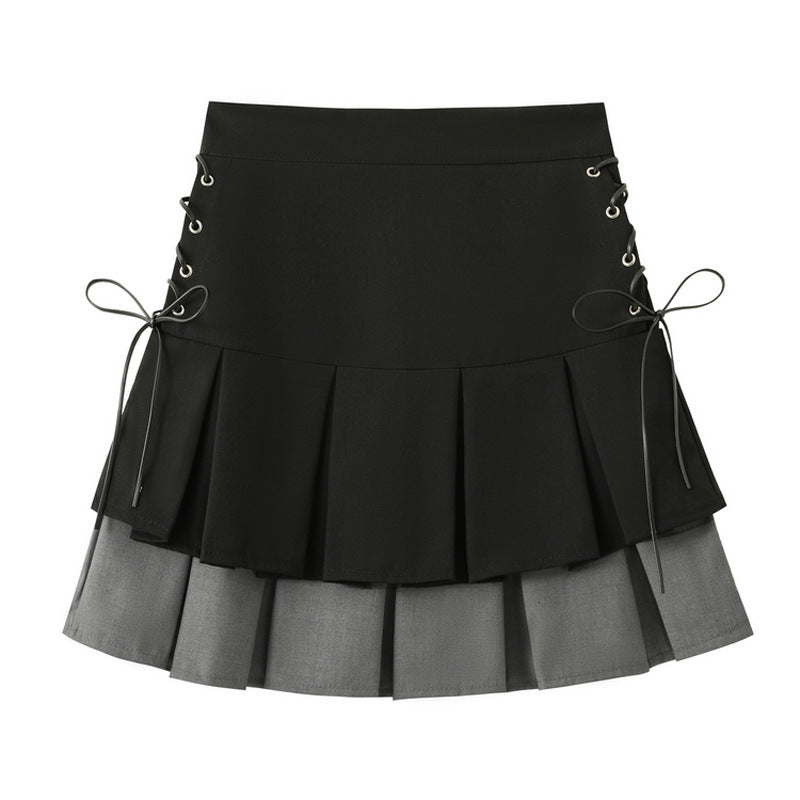 Double Layers Pleated Hem Skirt - Femboy Fashion