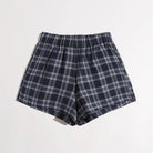 Elastic Waist Plaid Shorts Blue - Femboy Fashion