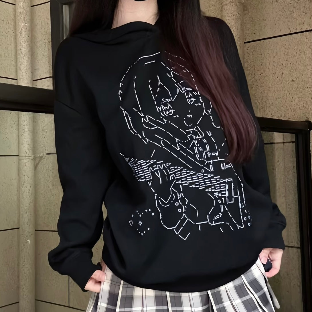 Femboy anime print oversize hoodie