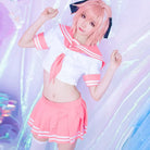 Femboy astolfo cosplay pink uniform