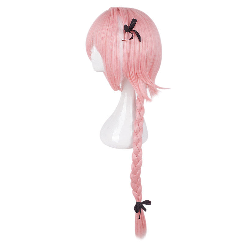 Femboy astolfo cosplay pink wig with bowknot