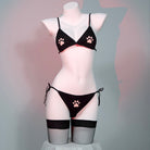 Femboy black cat paw bikini set