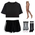 Femboy black dolphin short and black crop top set