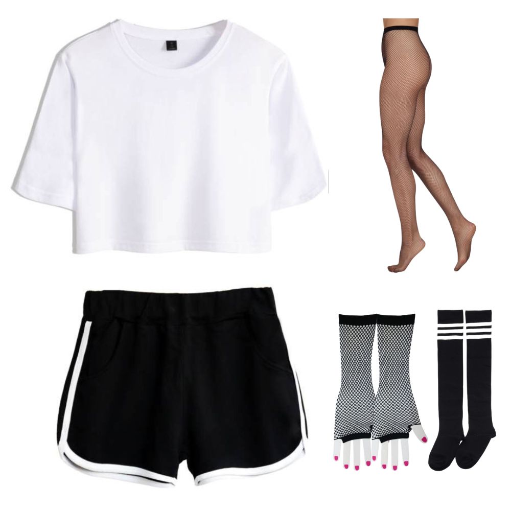 Femboy black dolphin short and white crop top set