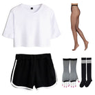 Femboy black dolphin short and white crop top set