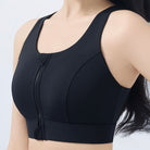 Femboy black front zip sports bra