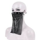 Black gothic half face veil mask with chain