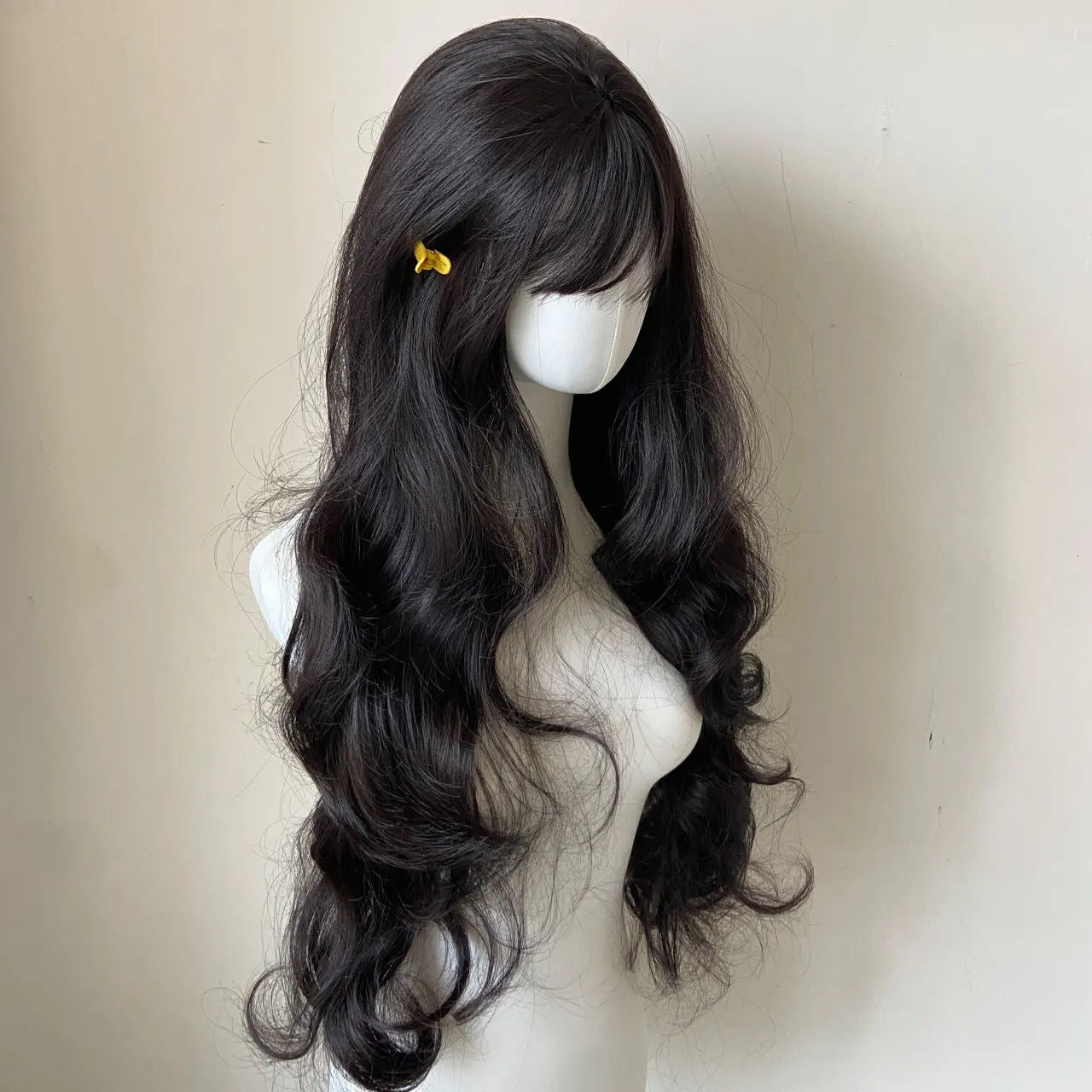 Femboy Loose Body Wave With Bangs Black - Femboy Fashion