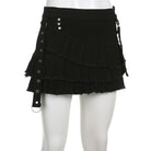 Femboy black low waisted denim skirt front