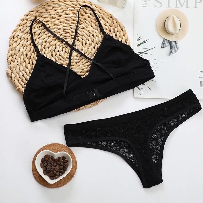 Femboy Underwear And Bra Sets Black - Femboy Fashion