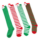 Femboy christmas striped thigh high socks with